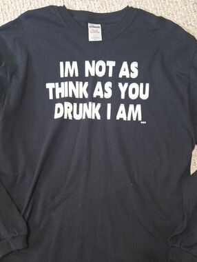 Black Graphic Long Sleeve Tee with White Text